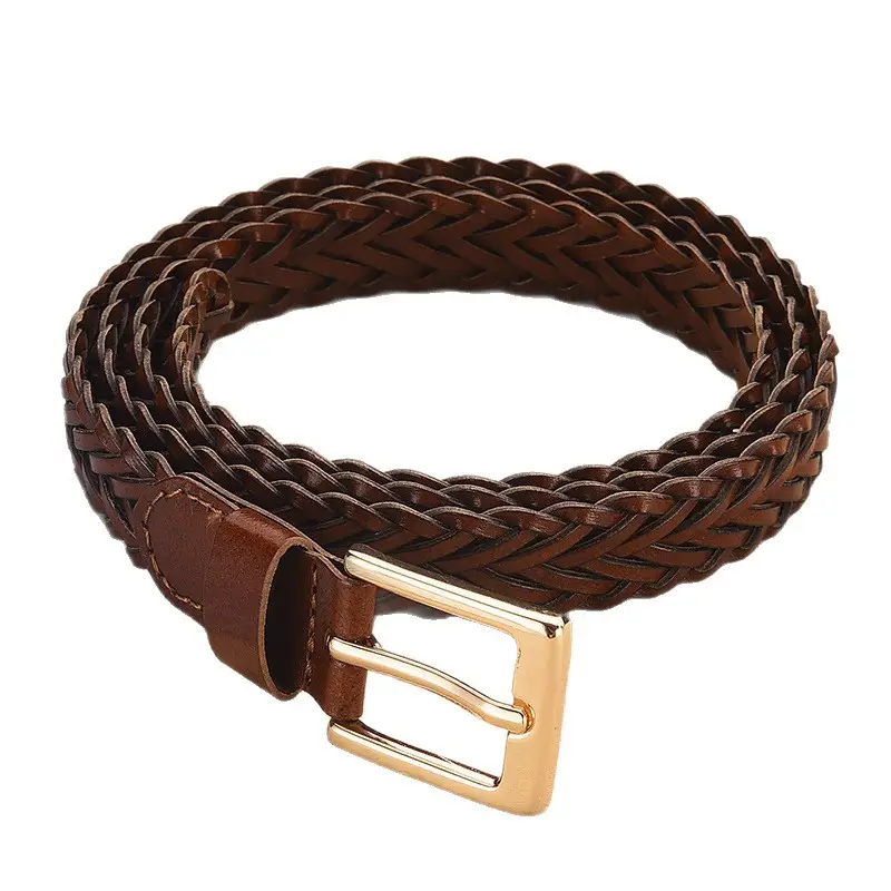 Women's Woven Belt with Gold Buckle Casual Dress - Image 15