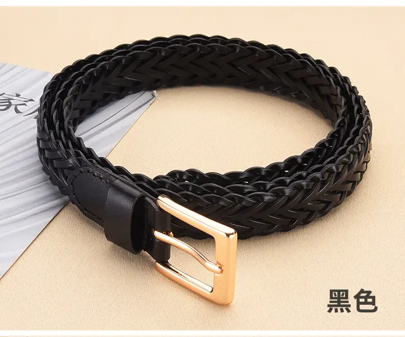 Women's Woven Belt with Gold Buckle Casual Dress — feature 10