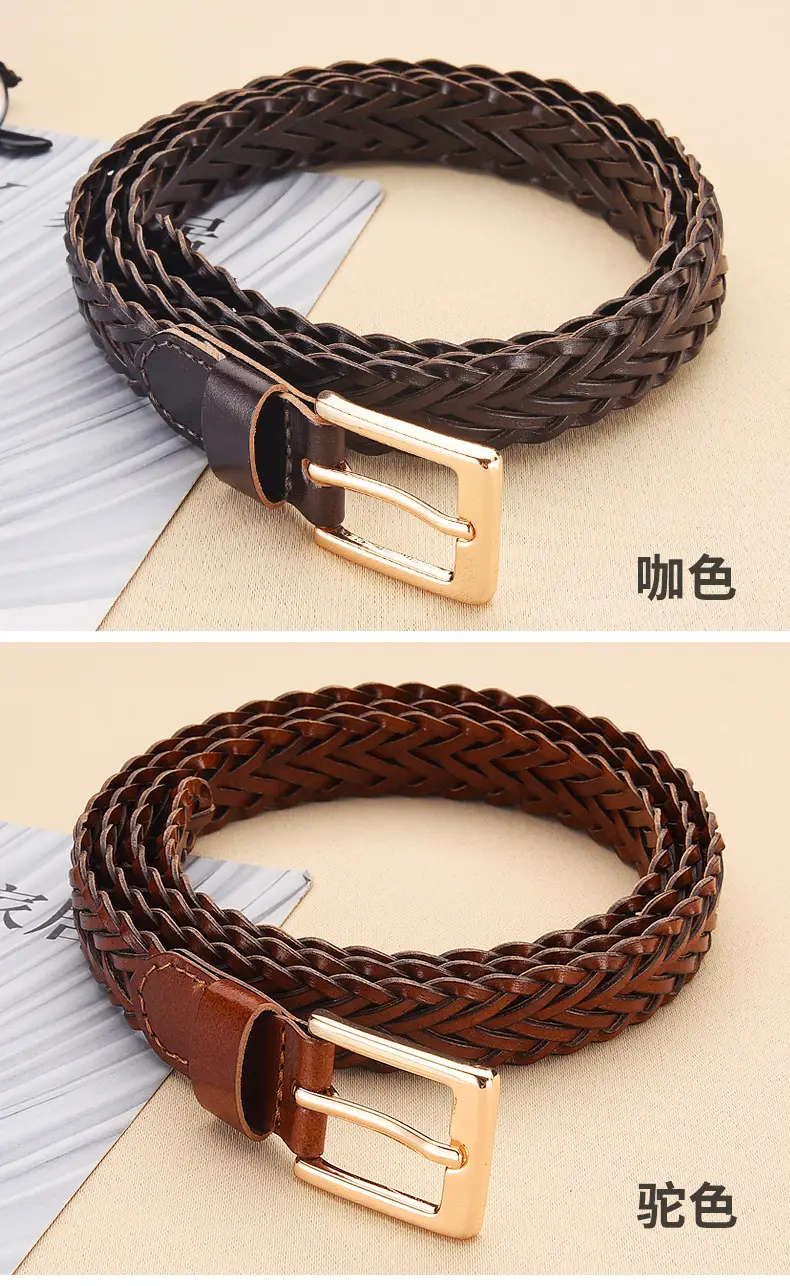 Women's Woven Belt with Gold Buckle Casual Dress — feature 11