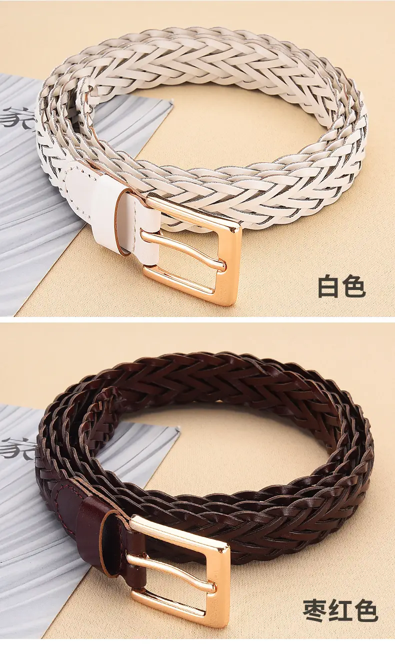 Women's Woven Belt with Gold Buckle Casual Dress — feature 12