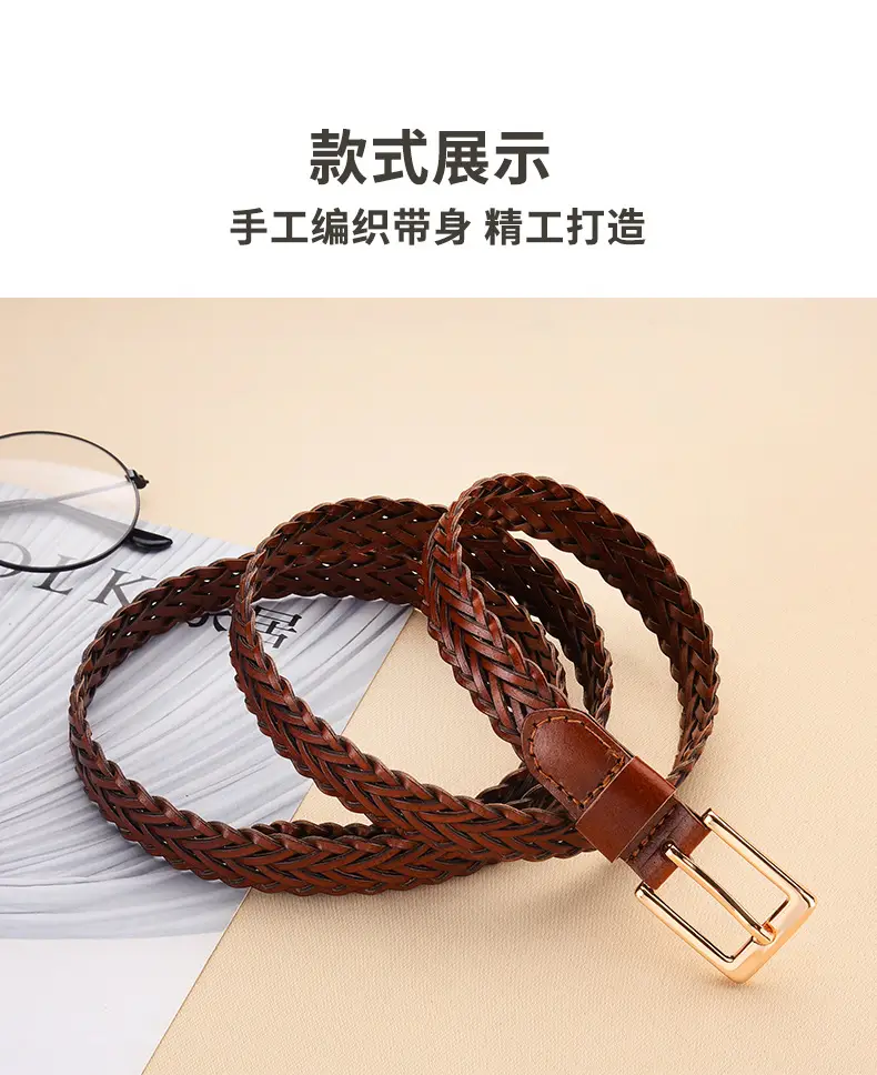 Women's Woven Belt with Gold Buckle Casual Dress — feature 15