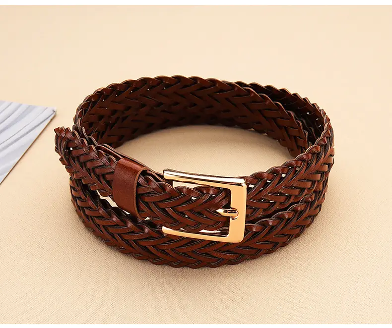 Women's Woven Belt with Gold Buckle Casual Dress — feature 16