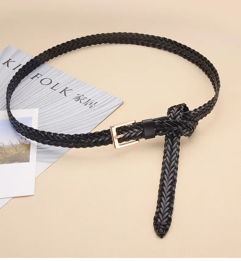 Women's Woven Belt with Gold Buckle Casual Dress — feature 18