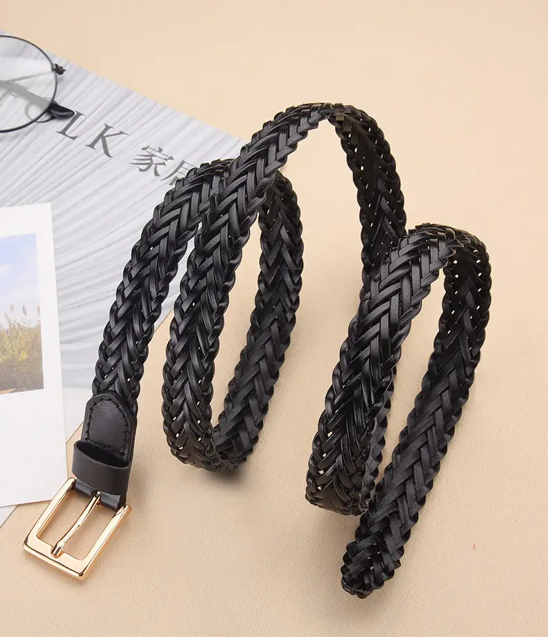 Women's Woven Belt with Gold Buckle Casual Dress — feature 19