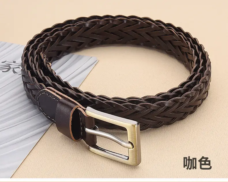 Women's Woven Belt with Gold Buckle Casual Dress — feature 7