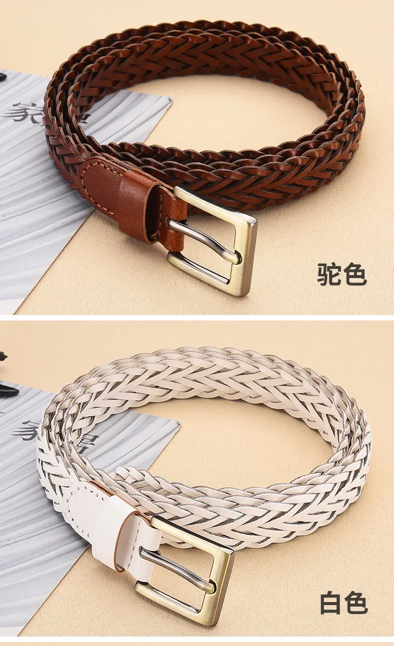 Women's Woven Belt with Gold Buckle Casual Dress — feature 8