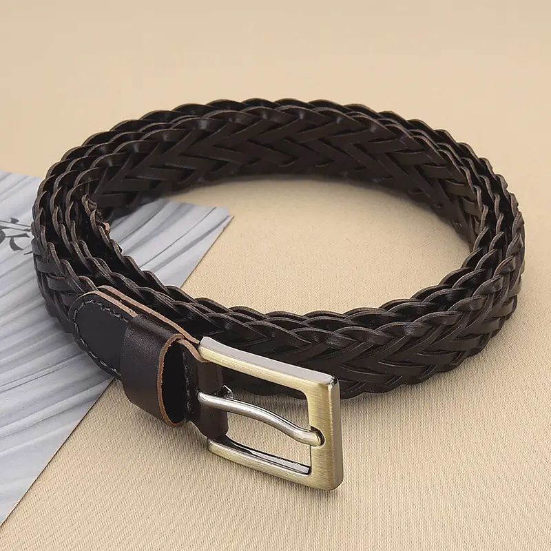Women's Woven Belt with Gold Buckle Casual Dress - Image 4