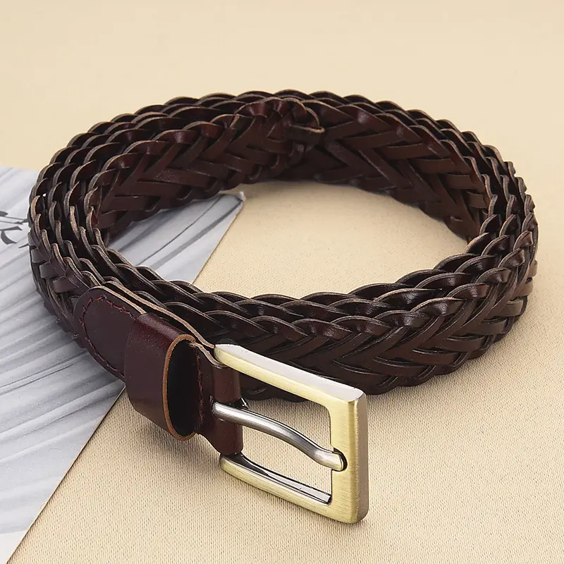 Women's Woven Belt with Gold Buckle Casual Dress - Image 5
