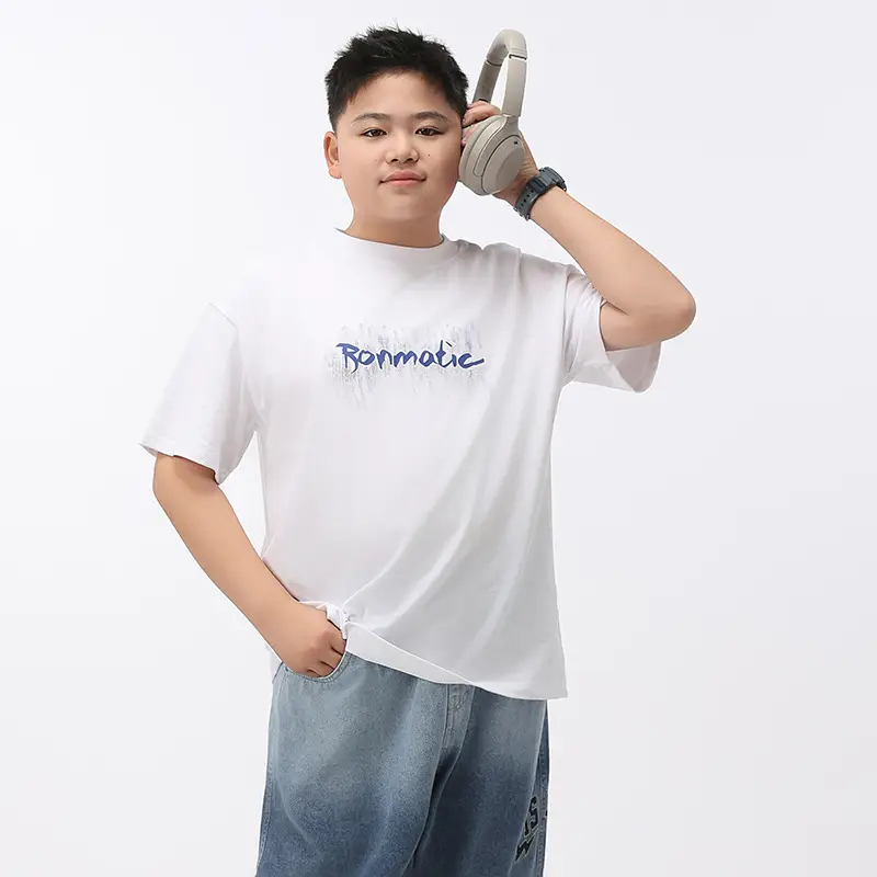 White Fat Size Boys T-Shirt Cotton Short Sleeve - Image 2