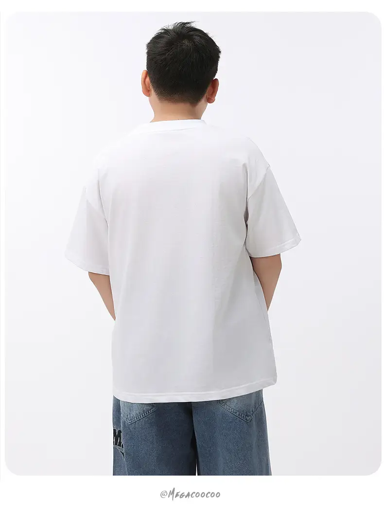 White Fat Size Boys T-Shirt Cotton Short Sleeve — feature 13