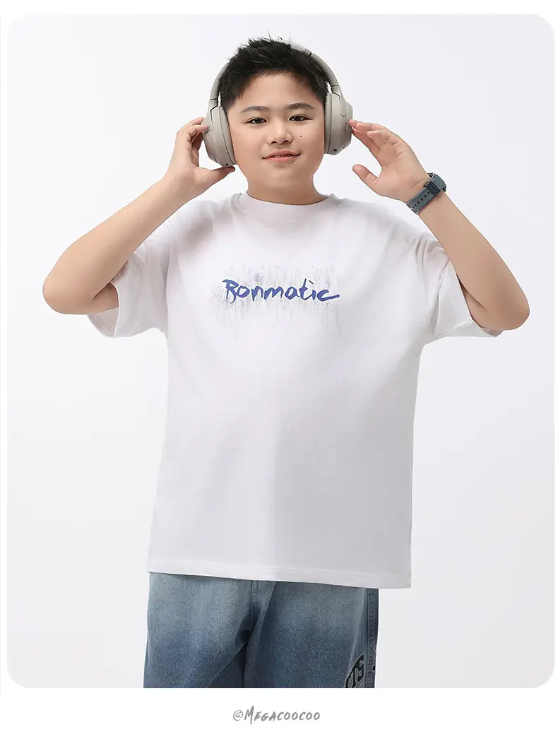 White Fat Size Boys T-Shirt Cotton Short Sleeve — feature 15