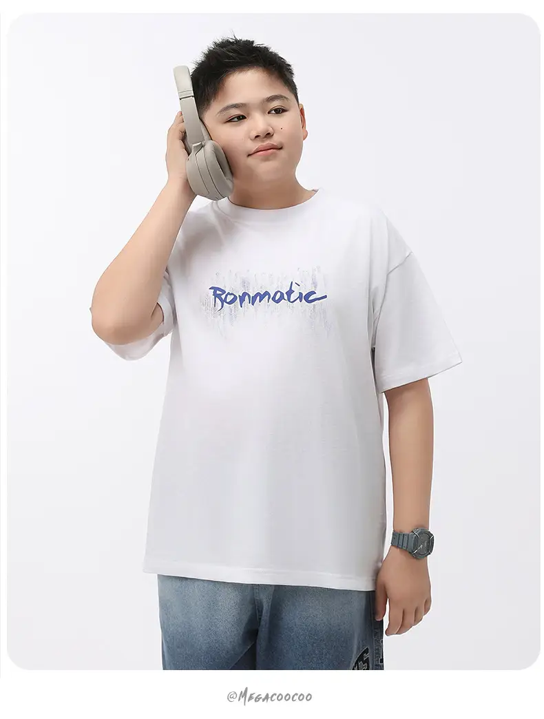 White Fat Size Boys T-Shirt Cotton Short Sleeve — feature 16