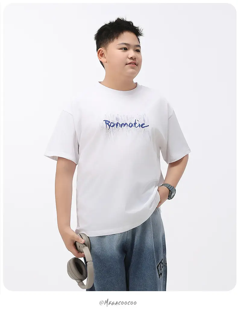 White Fat Size Boys T-Shirt Cotton Short Sleeve — feature 18