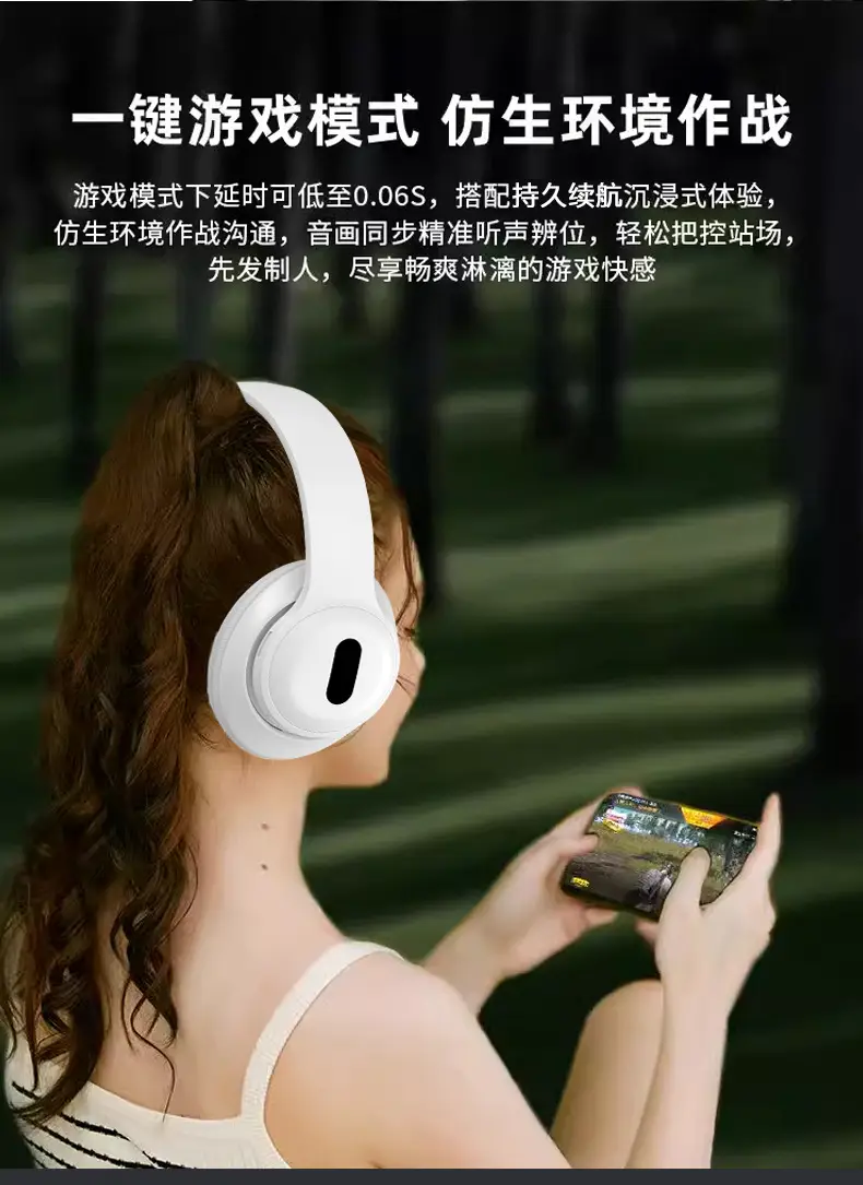 White Bluetooth Headset with True Wireless Music & Long Battery — feature 8