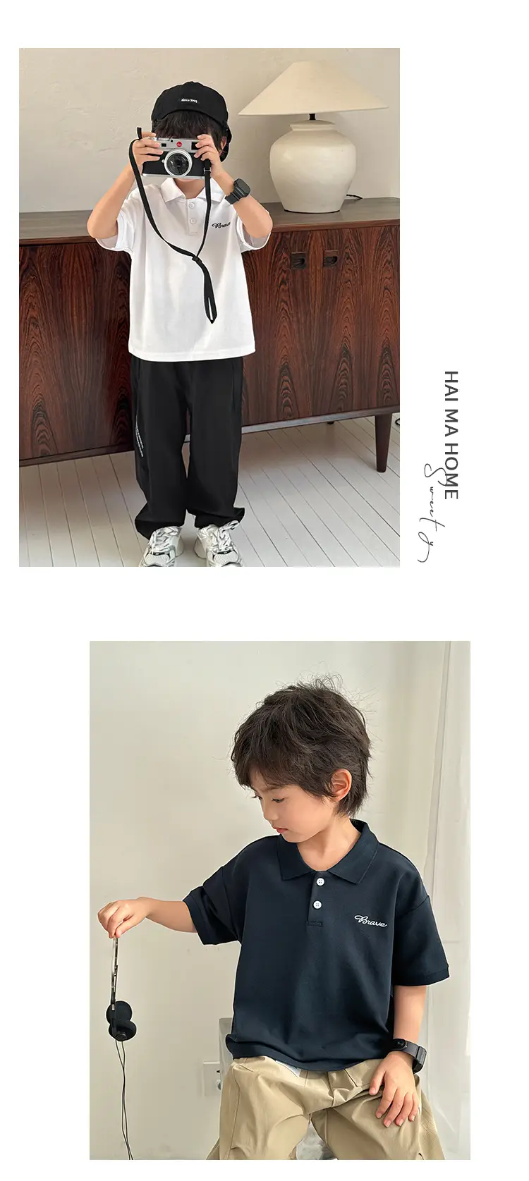 Kids Korean Style Short Sleeve Polo Shirt White Summer — feature 10