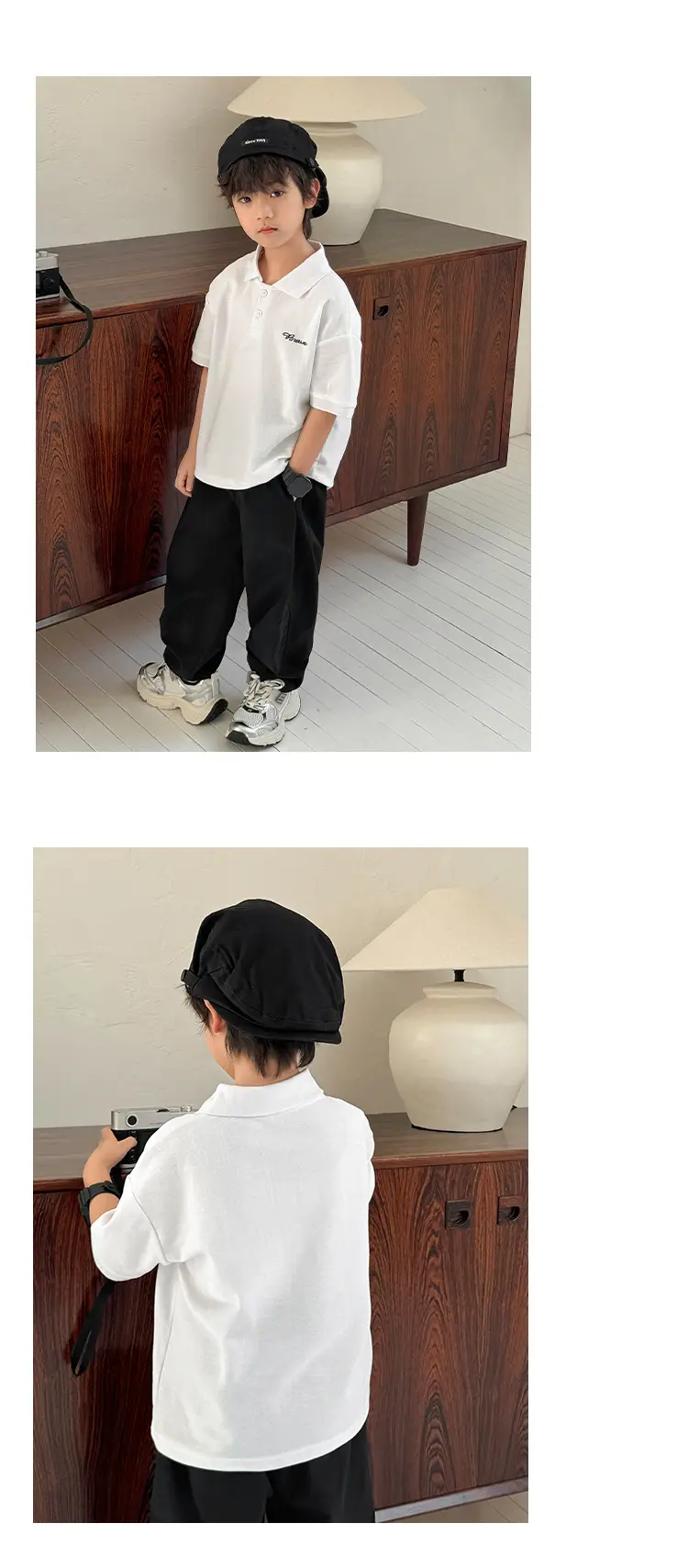 Kids Korean Style Short Sleeve Polo Shirt White Summer — feature 11