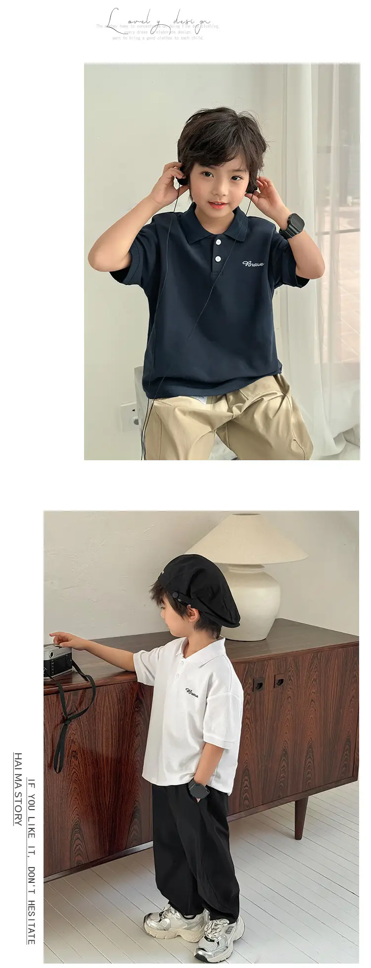 Kids Korean Style Short Sleeve Polo Shirt White Summer — feature 8