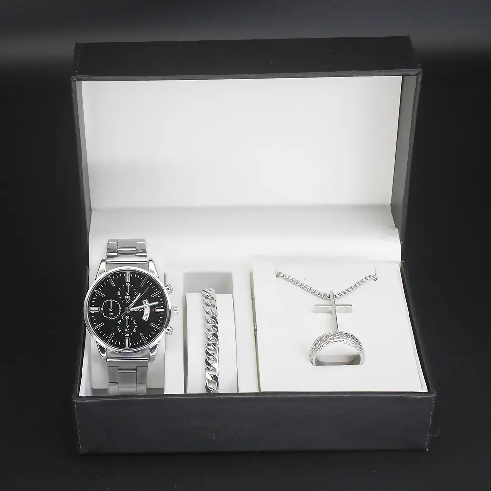 Cross Border Men's Quartz Watch Set with Bracelet & Necklace - Image 3