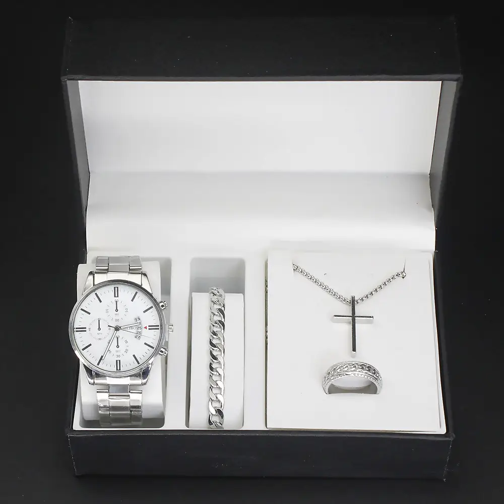 Cross Border Men's Quartz Watch Set with Bracelet & Necklace - Image 4