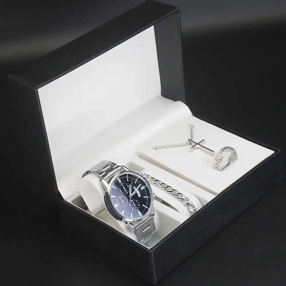 Cross Border Men's Quartz Watch Set with Bracelet & Necklace — feature 10