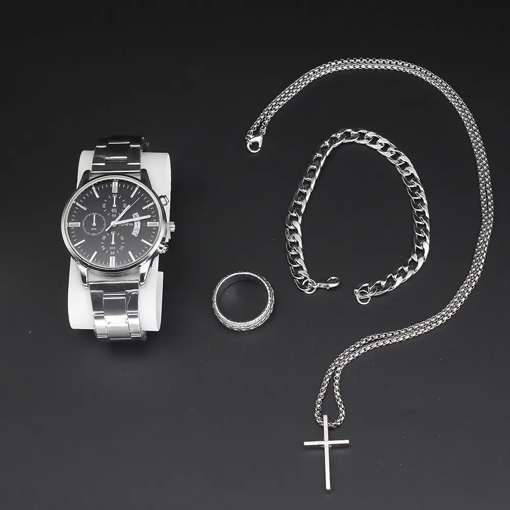 Cross Border Men's Quartz Watch Set with Bracelet & Necklace — feature 11