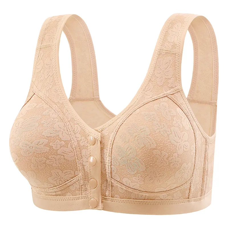 Middle-aged and elderly front buckle plus size bra vest-type underwear women's non-steel ring large chest anti-sagging mother bra cross-border