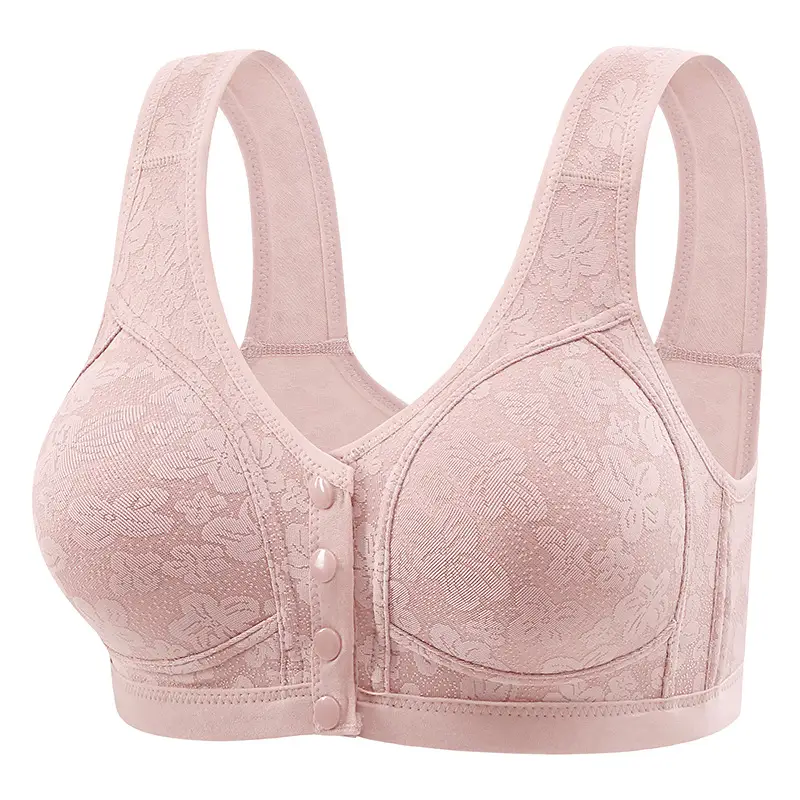 Middle-aged and elderly front buckle plus size bra vest-type underwear women's non-steel ring large chest anti-sagging mother bra cross-border