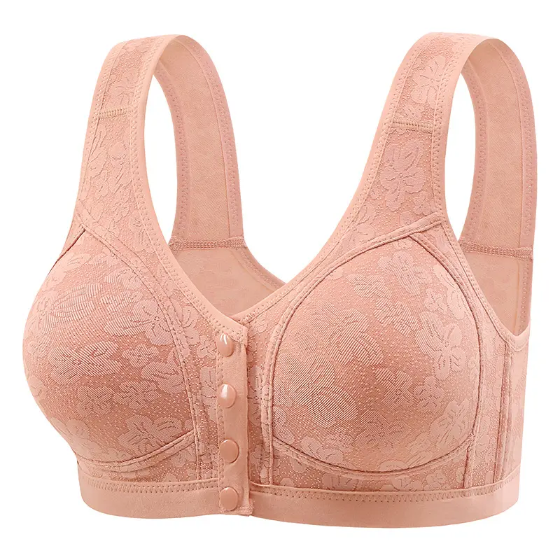 Middle-aged and elderly front buckle plus size bra vest-type underwear women's non-steel ring large chest anti-sagging mother bra cross-border
