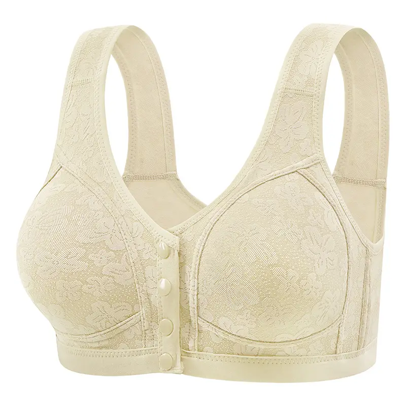 Middle-aged and elderly front buckle plus size bra vest-type underwear women's non-steel ring large chest anti-sagging mother bra cross-border