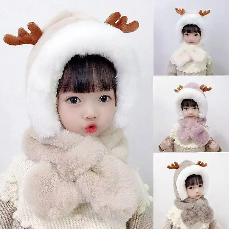 Winter Cute Antler Hat for Boys Girls Soft Warm