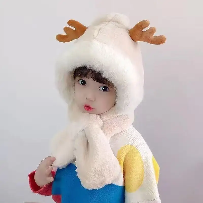 Winter Cute Antler Hat for Boys Girls Soft Warm