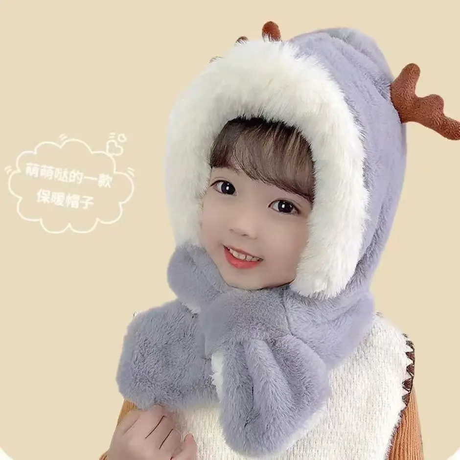 Winter Cute Antler Hat for Boys Girls Soft Warm
