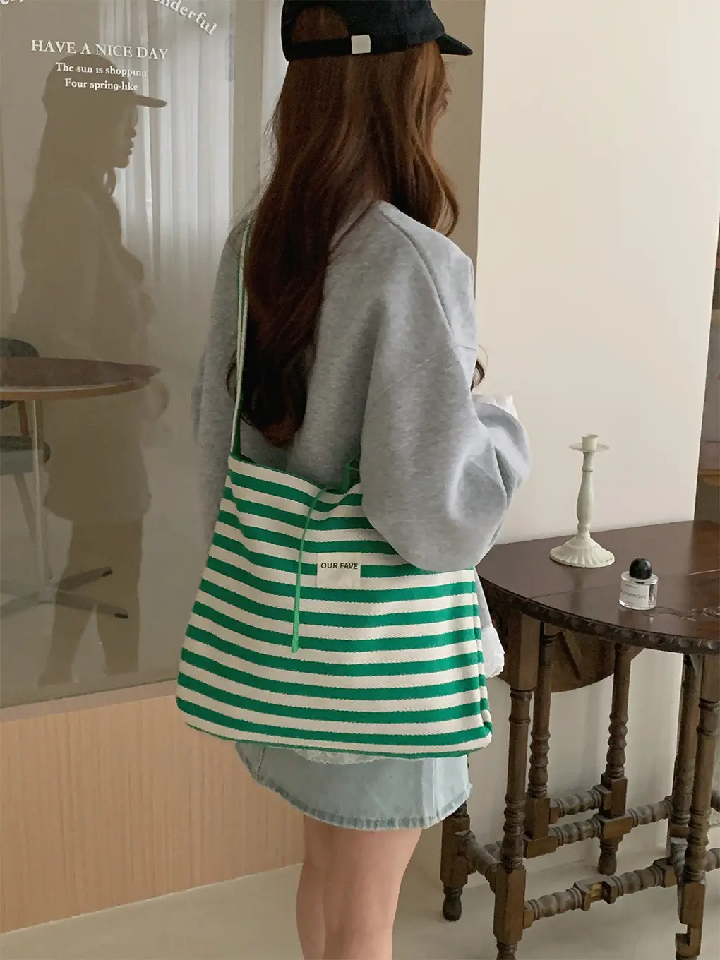 Women Stripe Crossbody Bag Large Capacity Canvas — feature 7