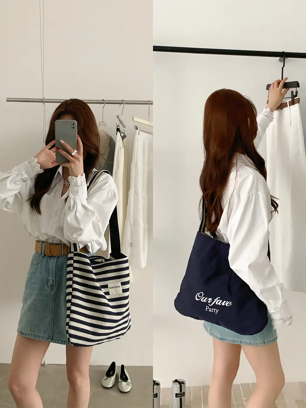 Women Stripe Crossbody Bag Large Capacity Canvas - Image 3