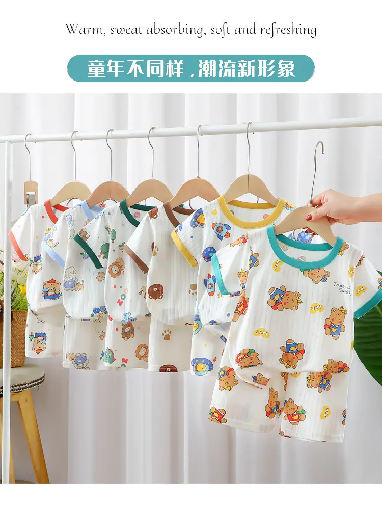2024 Kids Cotton Bear Print Shorts Suit Boys Girls — feature 1