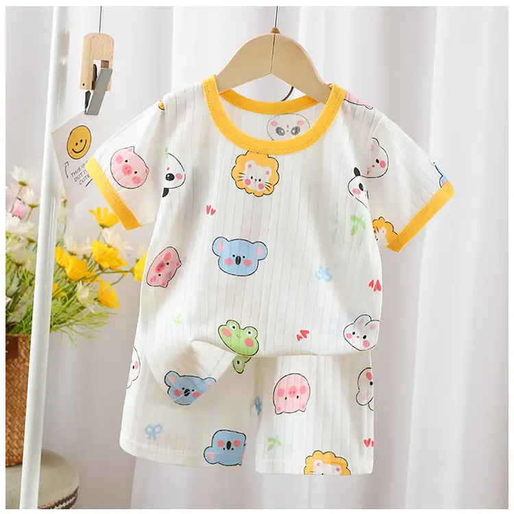 2024 Kids Cotton Bear Print Shorts Suit Boys Girls — feature 10