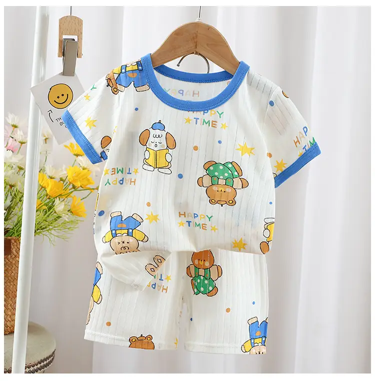 2024 Kids Cotton Bear Print Shorts Suit Boys Girls — feature 13