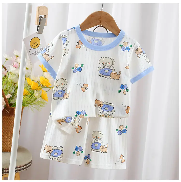 2024 Kids Cotton Bear Print Shorts Suit Boys Girls — feature 6
