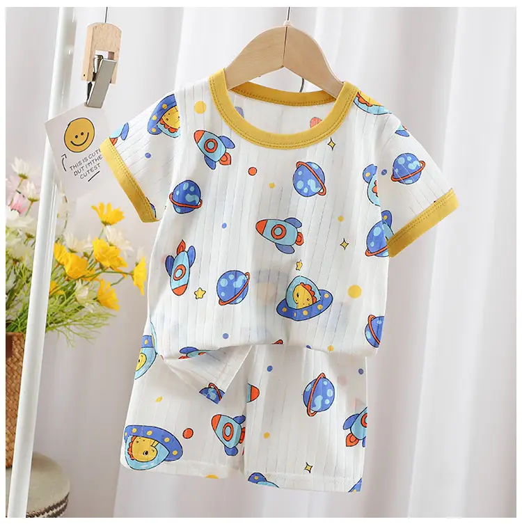 2024 Kids Cotton Bear Print Shorts Suit Boys Girls — feature 7