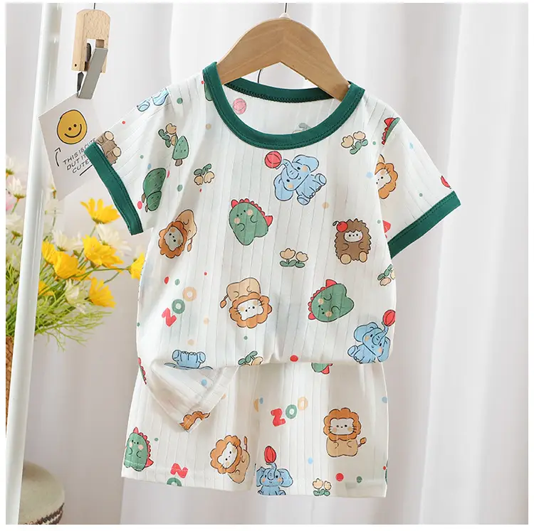 2024 Kids Cotton Bear Print Shorts Suit Boys Girls — feature 9