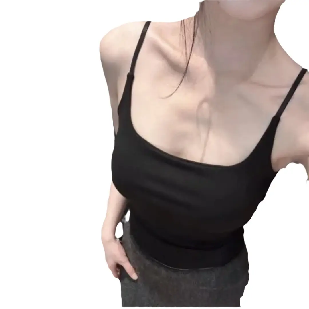 702 Spice Girls Pure Cotton Camisole Women's Vest with Chest Pad Fixed Cup Adjustable Shoulder Strap Slim-fit Slimming Base Top