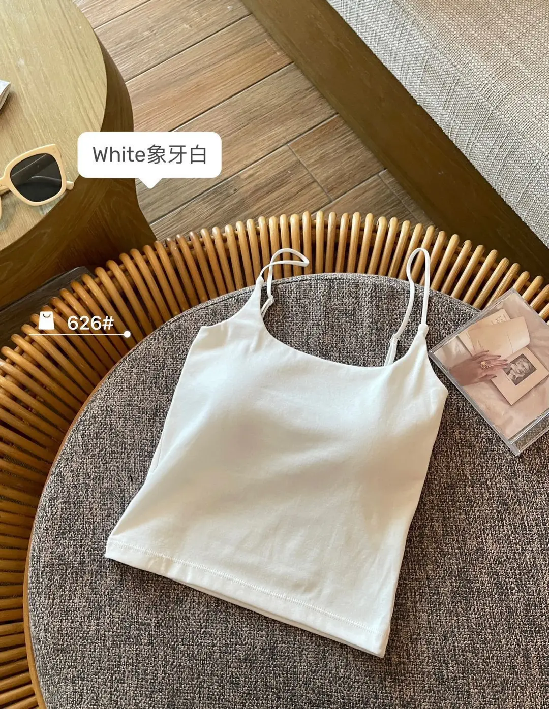 702 Spice Girls Pure Cotton Camisole Women's Vest with Chest Pad Fixed Cup Adjustable Shoulder Strap Slim-fit Slimming Base Top — feature 15