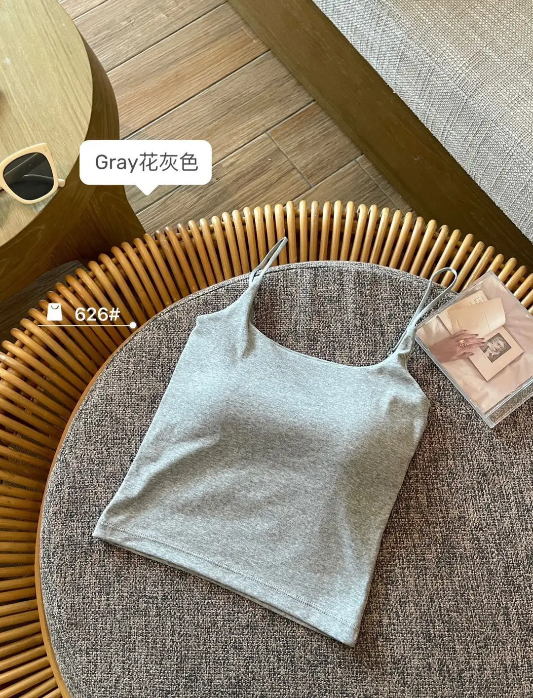 702 Spice Girls Pure Cotton Camisole Women's Vest with Chest Pad Fixed Cup Adjustable Shoulder Strap Slim-fit Slimming Base Top — feature 17