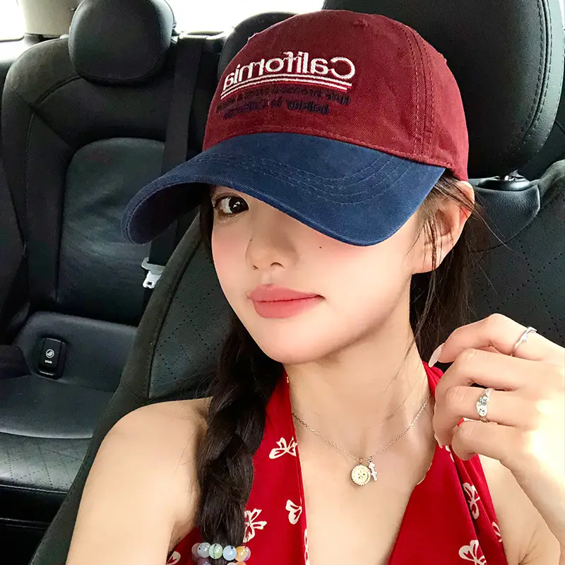 California Embroidered Baseball Cap Wide Brim Big Face Show Small Cap - Image 5