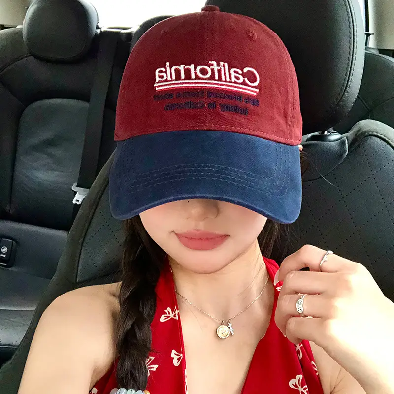 California Embroidered Baseball Cap Wide Brim Big Face Show Small Cap - Image 6