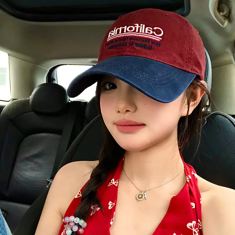 California Embroidered Baseball Cap Wide Brim Big Face Show Small Cap - Image 8