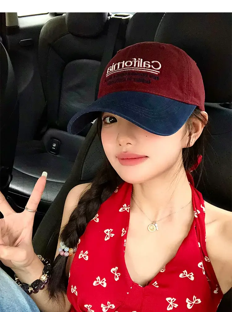 California Embroidered Baseball Cap Wide Brim Big Face Show Small Cap — feature 4