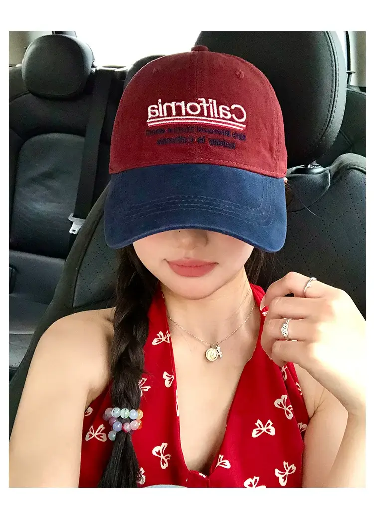 California Embroidered Baseball Cap Wide Brim Big Face Show Small Cap — feature 6