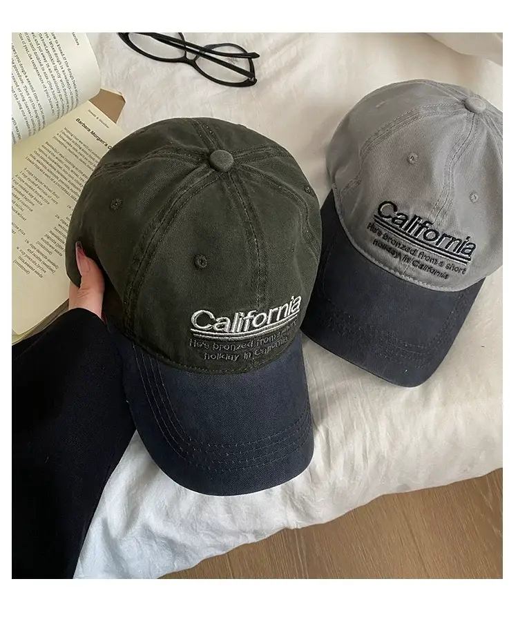 California Embroidered Baseball Cap Wide Brim Big Face Show Small Cap — feature 9
