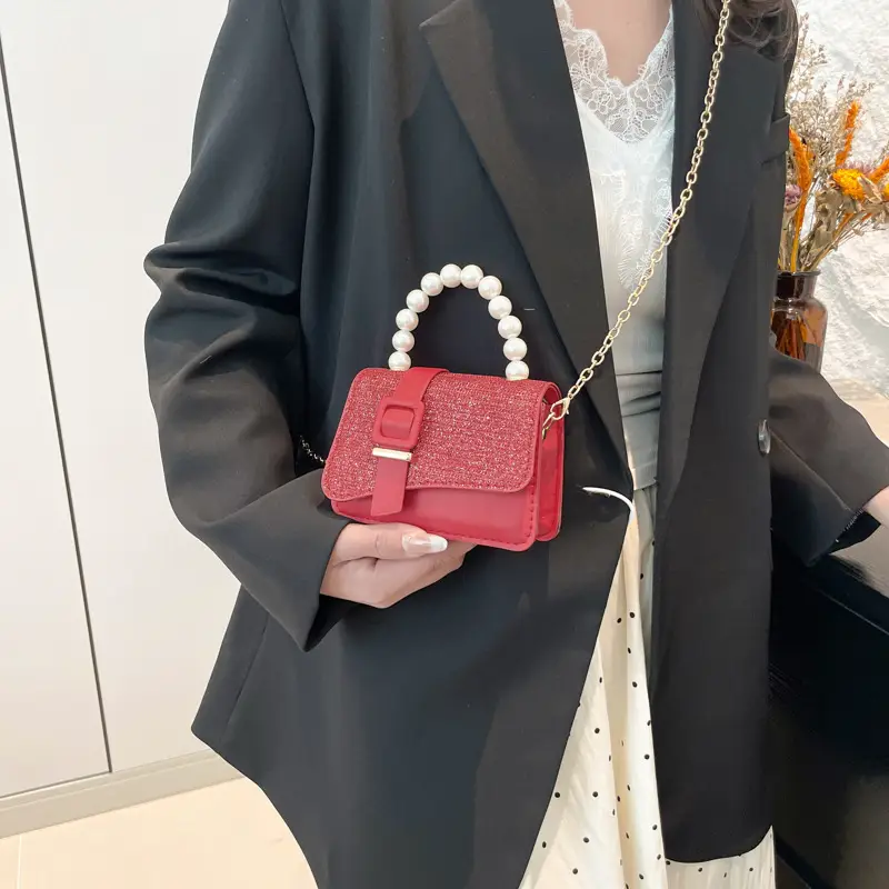 Black Sequin Pearl Shoulder Crossbody Bag 2025